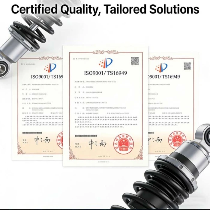 J W Auto Parts certifications including ISO9001, IATF16949, SGS testing, RoHS, and REACH
